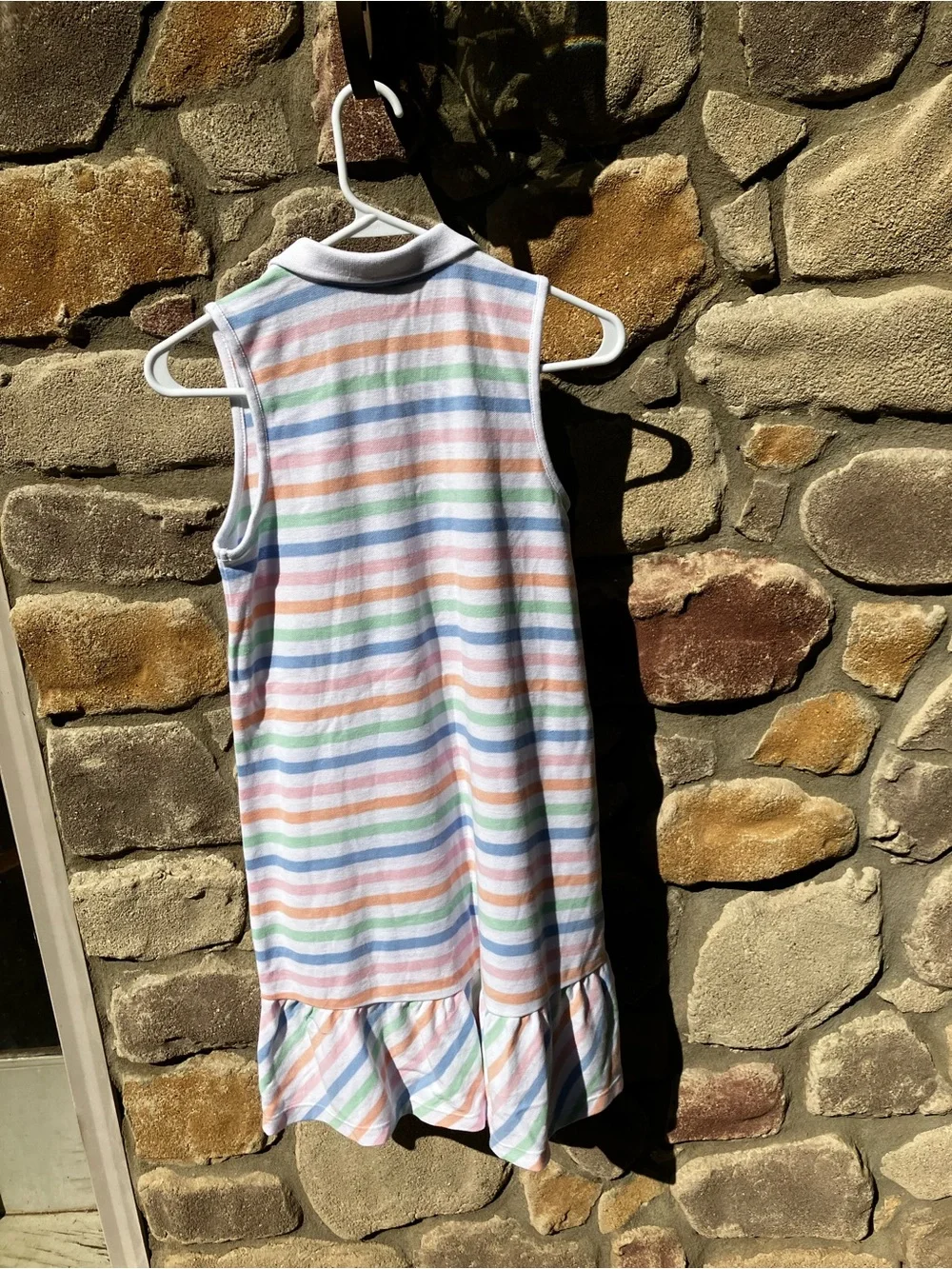 crown & ivy Girls Sleeveless Polo Dress in Pastel Stripe